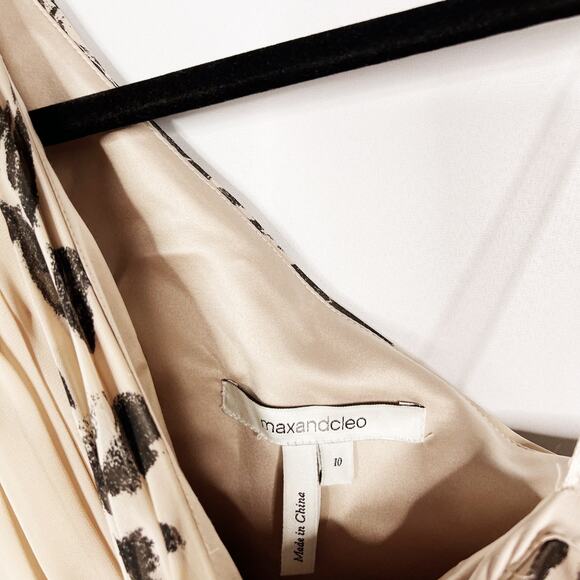 Max and Cleo Size 10 Cream Black One Shoulder Floral Dress Pleated Cocktail Tier - Picture 9 of 11